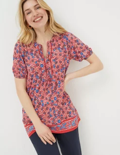 Women FatFace Tops & T-Shirts|Lou Woodblock Meadow Tunic Top