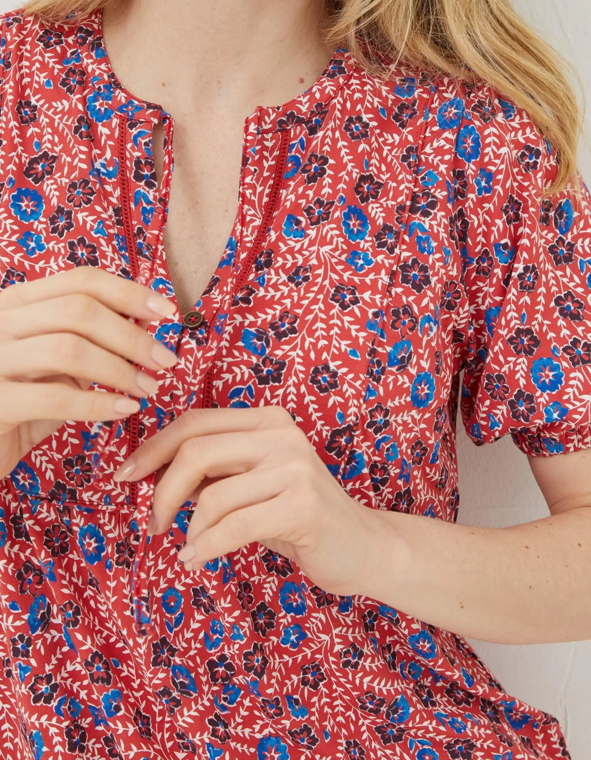 Women FatFace Tops & T-Shirts|Lou Woodblock Meadow Tunic Top