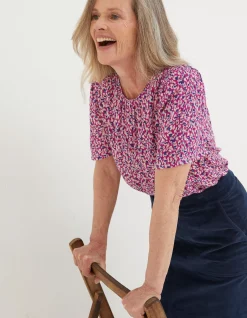 Women FatFace Shirts & Blouses|Lyndy Textured Animal Blouse