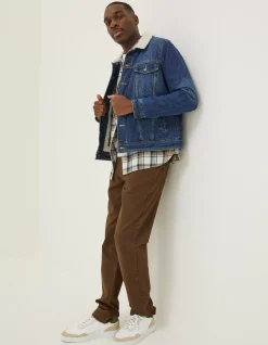 Men FatFace Coats & Jackets|Mid Wash Borg Jacket