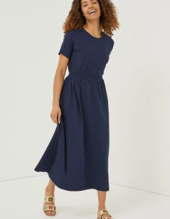 Women FatFace Dresses|Navi Jersey Midi Dress
