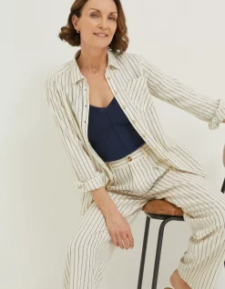 Women FatFace Shirts & Blouses|Olivia Stripe Linen Blend Shirt