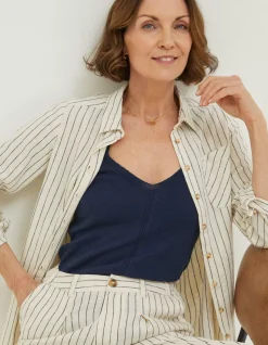 Women FatFace Shirts & Blouses|Olivia Stripe Linen Blend Shirt