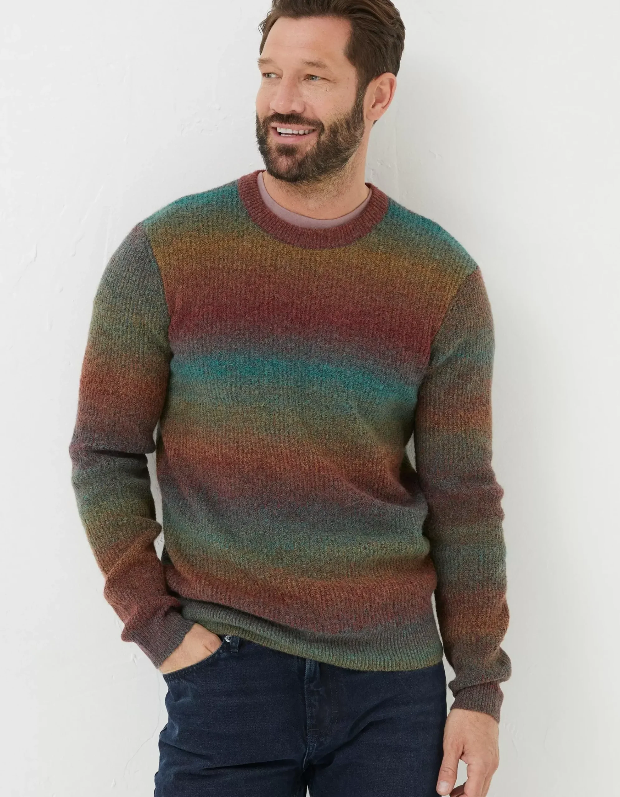 Men FatFace Knitwear|Ombre Crew Jumper