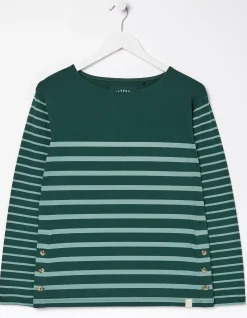 Women FatFace Tops & T-Shirts|Organic Cotton Button Breton