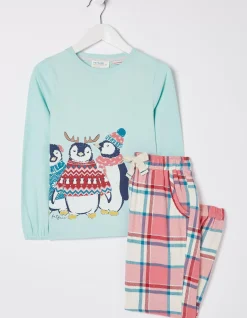 Girls FatFace Nightwear & Loungewear|Pippa Penguin Check Pyjama Set