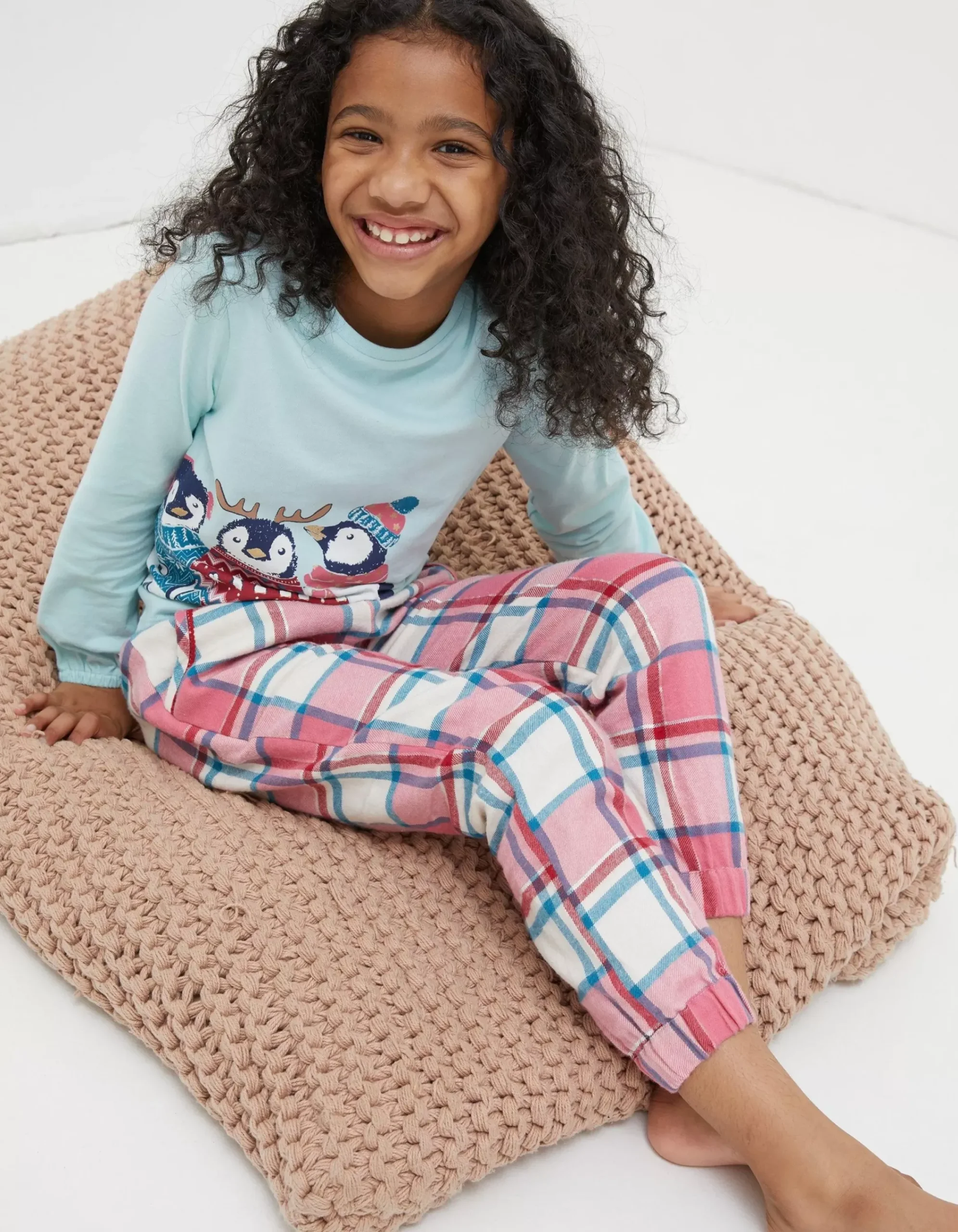 Girls FatFace Nightwear & Loungewear|Pippa Penguin Check Pyjama Set