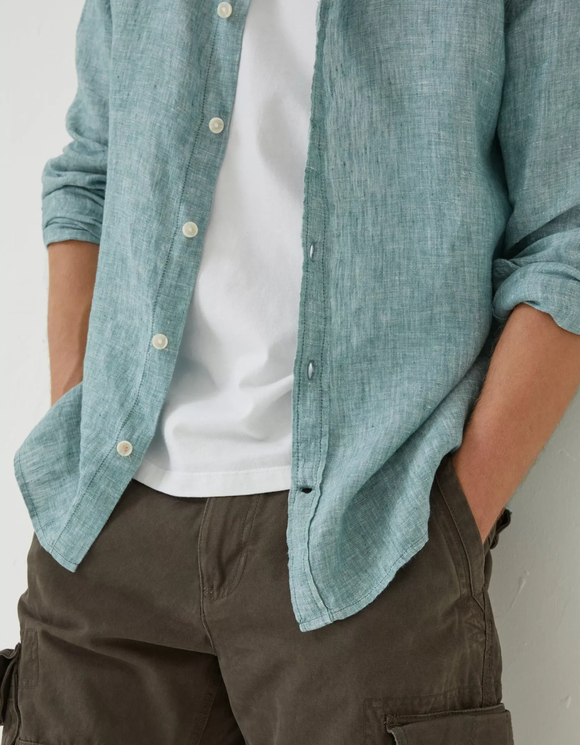 Men FatFace Shirts|Plain Linen Shirt