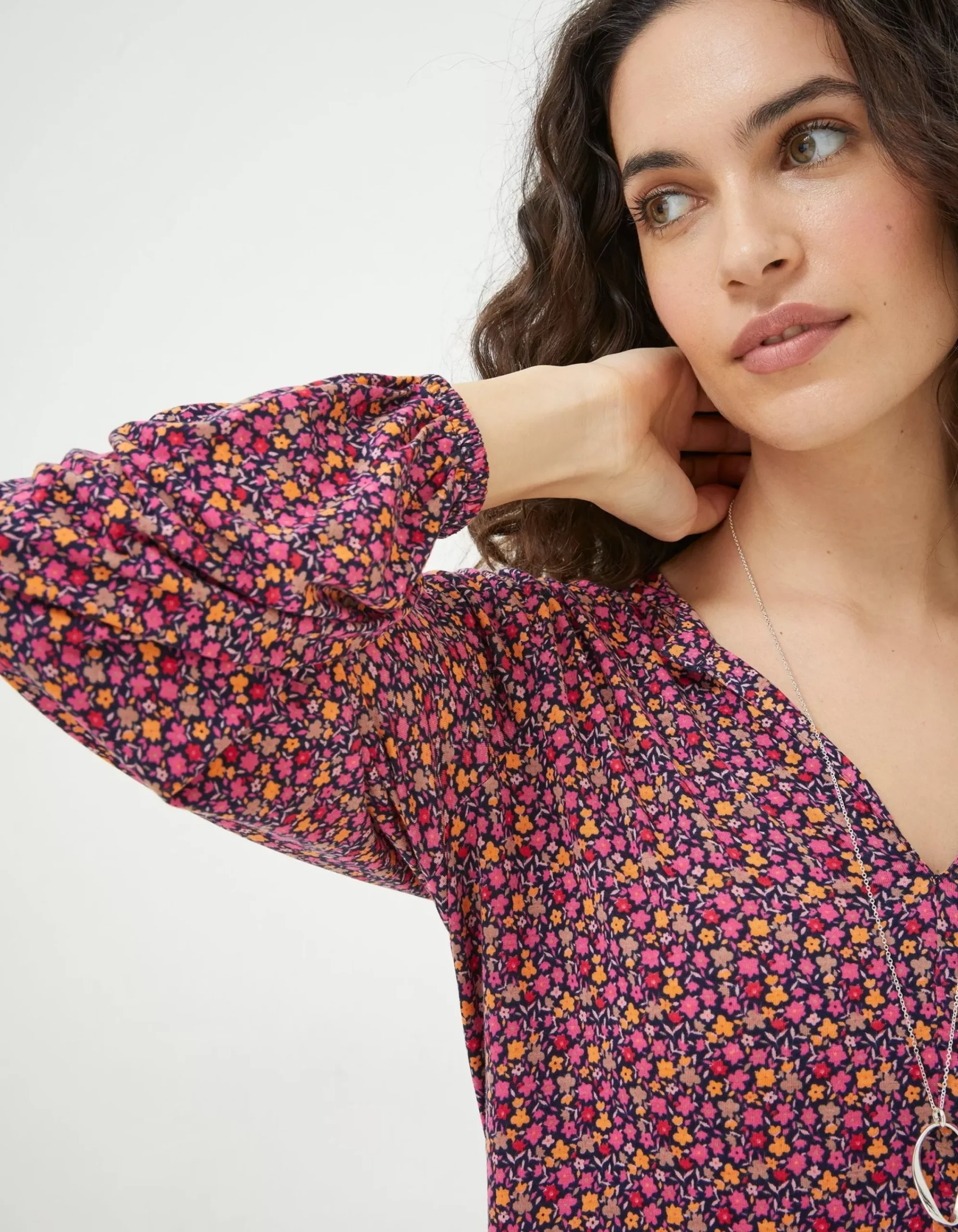 Women FatFace Tops & T-Shirts|Poppy Retro Ditsy Longline
