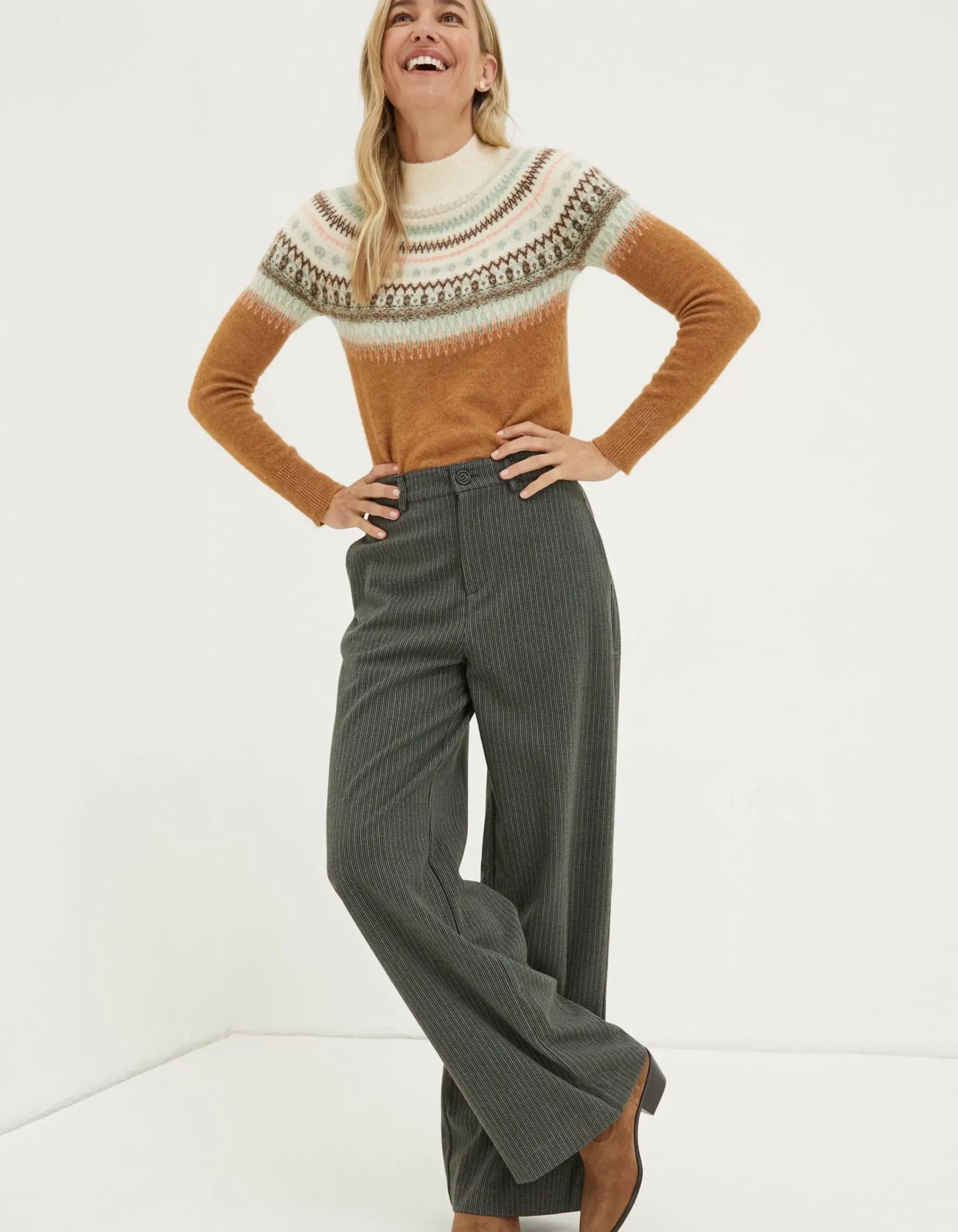 Women FatFace Trousers & Leggings|Presley Mini Check Trouser
