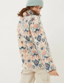 Women FatFace View All|Printed Half Neck Fleece