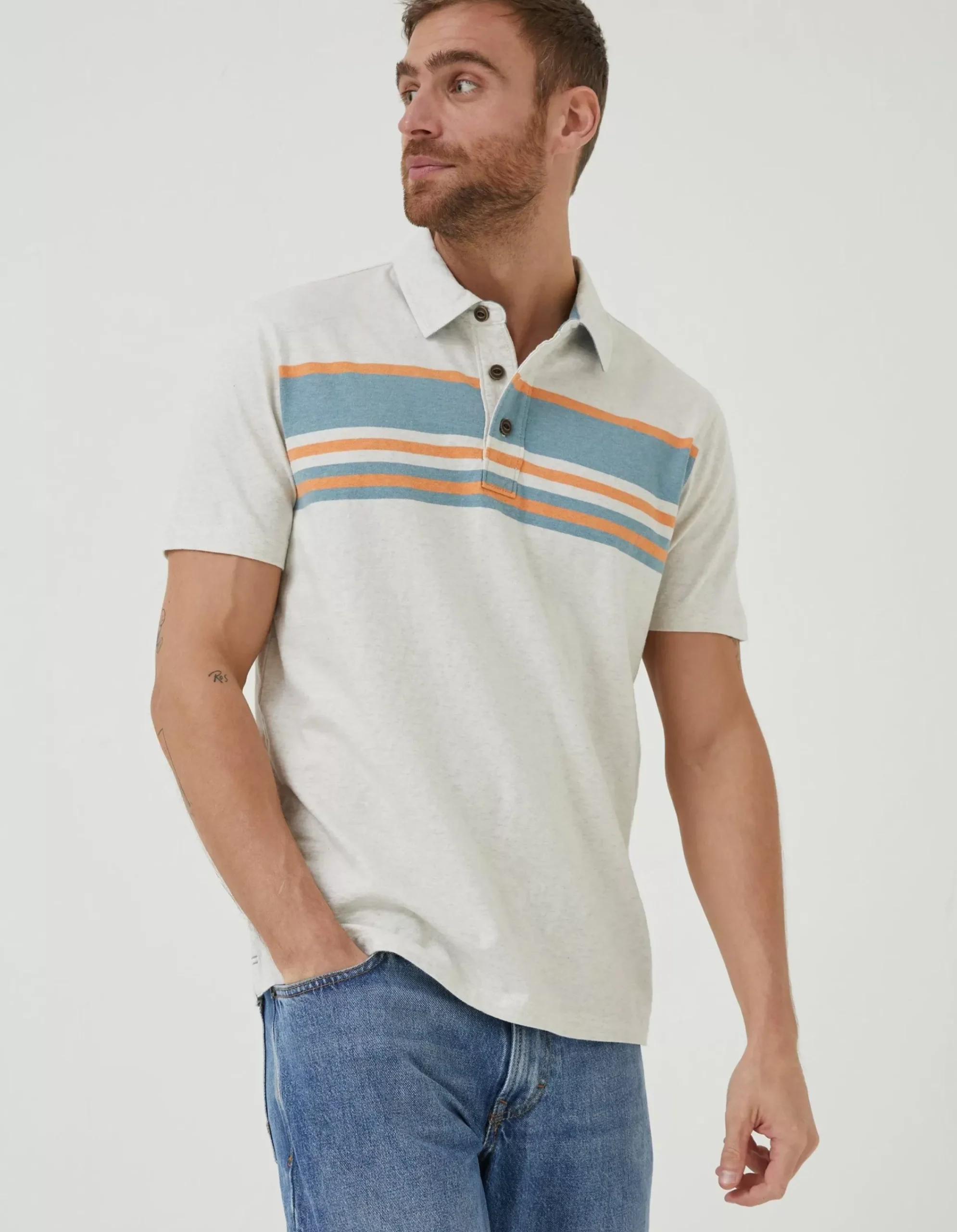 Men FatFace T-Shirts|Purbeck Chest Stripe Polo