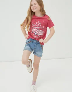 Girls FatFace View All|Rainbow Embroidered Denim Shorts