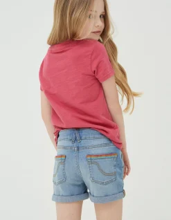 Girls FatFace View All|Rainbow Embroidered Denim Shorts
