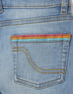 Girls FatFace View All|Rainbow Embroidered Denim Shorts