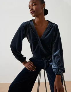 Women FatFace View All|Reese Velvet Wrap Top