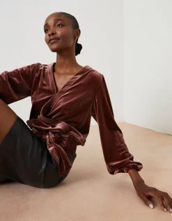 Women FatFace Tops & T-Shirts|Reese Velvet Wrap Top