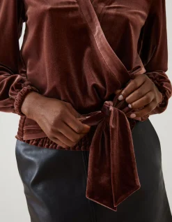 Women FatFace Tops & T-Shirts|Reese Velvet Wrap Top