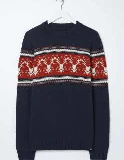 Men FatFace View All|Reindeer Crew Neck Jumper