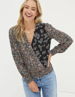 Women FatFace Tops & T-Shirts|Remi Craft Floral Wrap Top