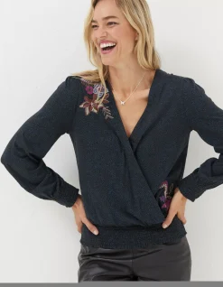 Women FatFace View All|Remi Embroidered Dotted Floral Top