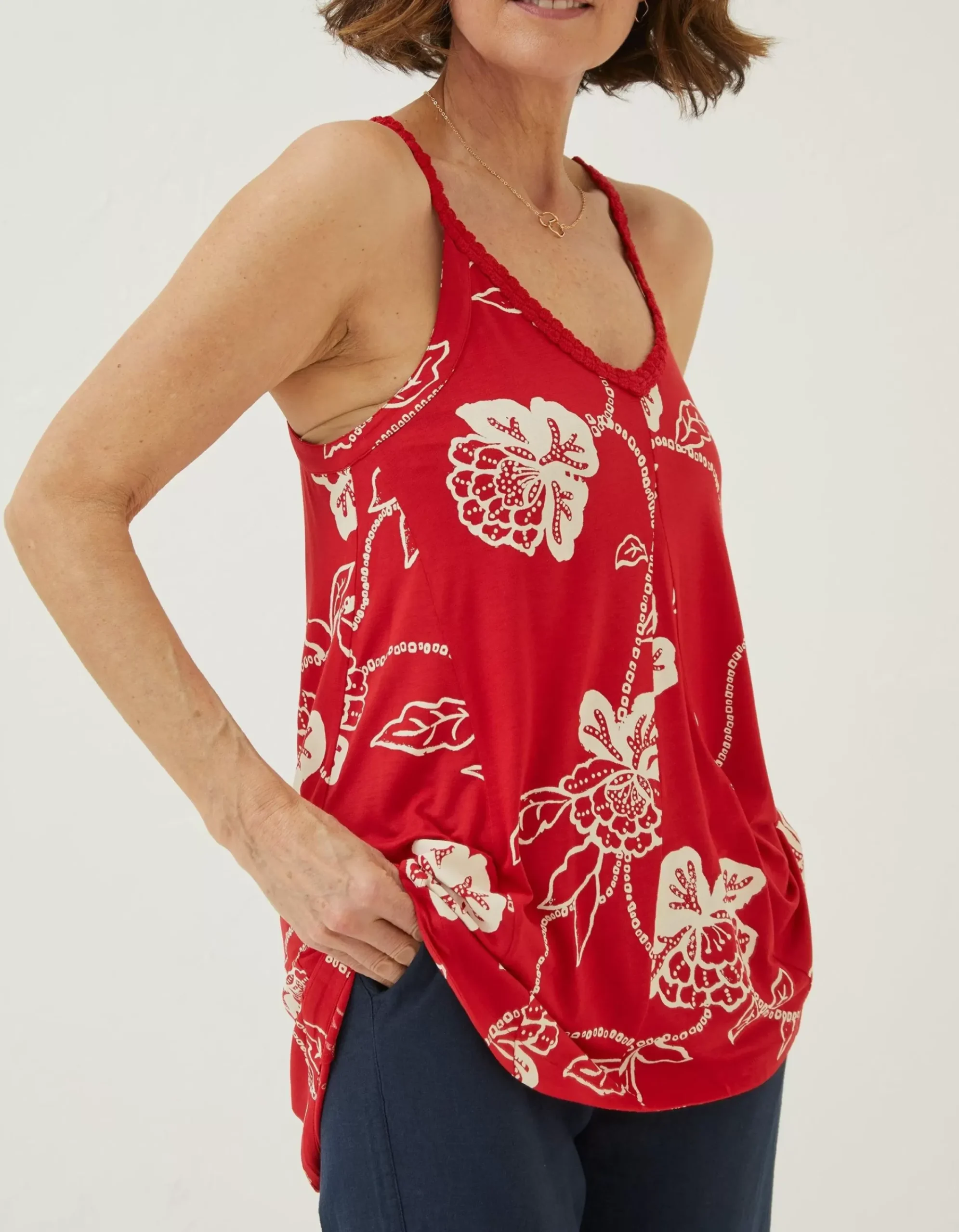 Women FatFace Tops & T-Shirts|Rosie Batik Longline Top