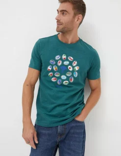 Men FatFace T-Shirts|Rugby Ball Flags T-Shirt