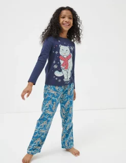 Girls FatFace View All|Sadie Snow Leopard Pyjama Set