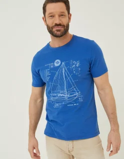 Men FatFace T-Shirts|Sail Boat Sketch T-Shirt