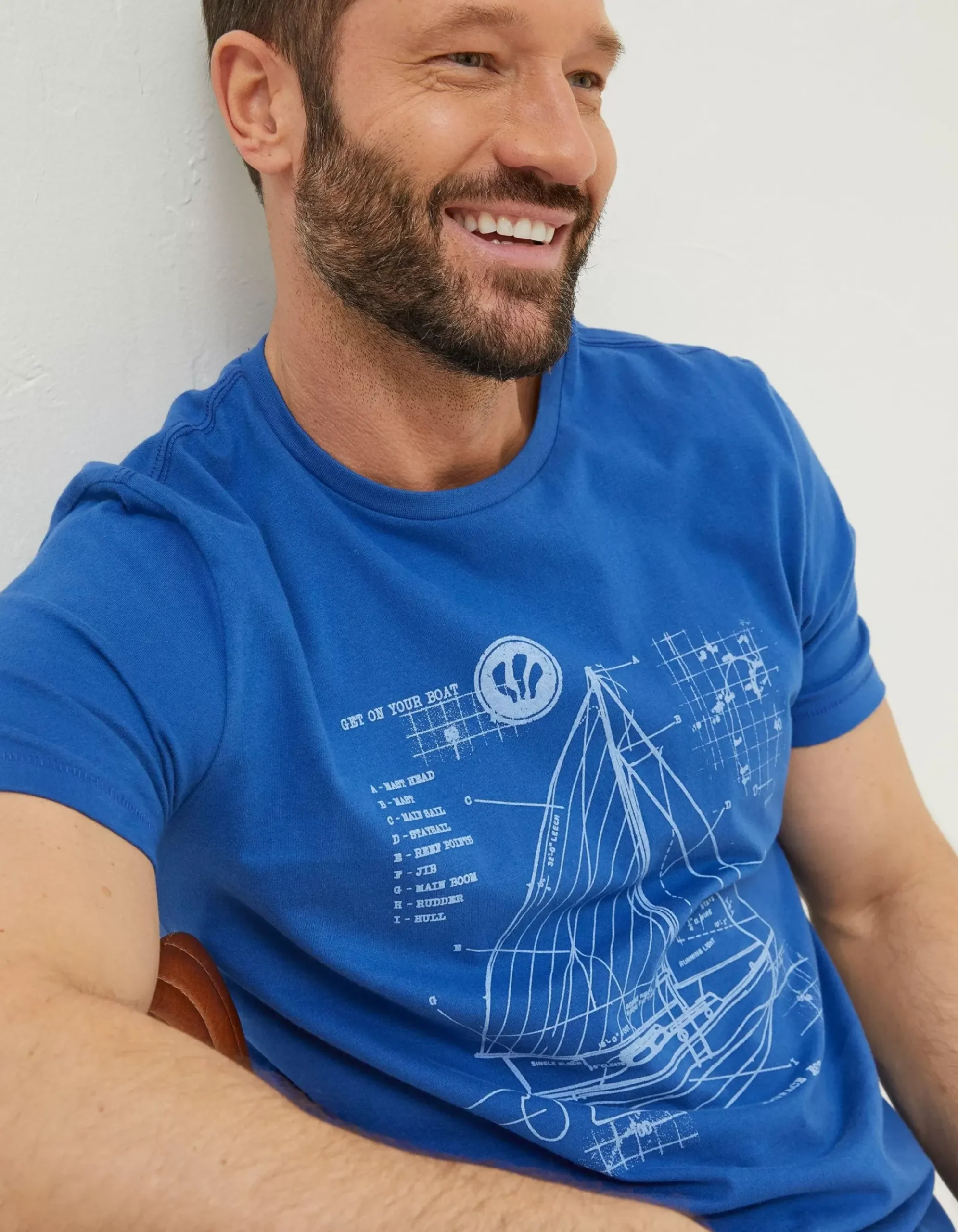 Men FatFace T-Shirts|Sail Boat Sketch T-Shirt