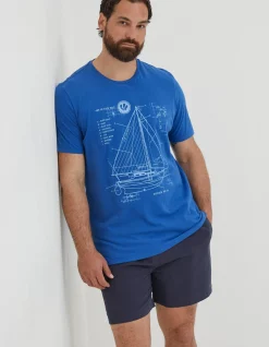 Men FatFace T-Shirts|Sail Boat Sketch T-Shirt
