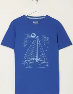 Men FatFace T-Shirts|Sail Boat Sketch T-Shirt