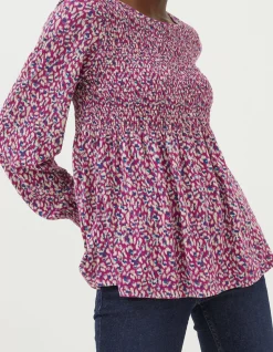 Women FatFace Tops & T-Shirts|Sara Animal Texture Top