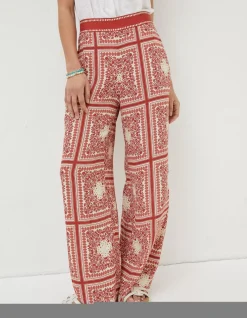 Women FatFace Trousers & Leggings|Scarf Print Palazzo Trousers