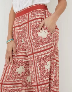 Women FatFace Trousers & Leggings|Scarf Print Palazzo Trousers