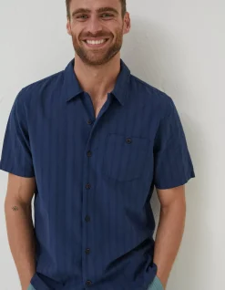Men FatFace Shirts|Self Stripe Revere Shirt
