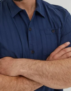 Men FatFace Shirts|Self Stripe Revere Shirt