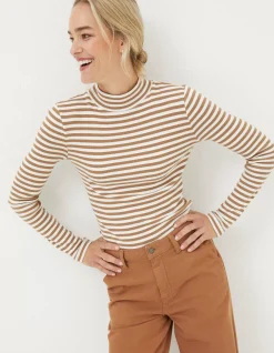 Women FatFace Tops & T-Shirts|Selina Stripe Roll Neck Top