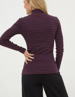 Women FatFace Tops & T-Shirts|Selina Stripe Roll Neck Top