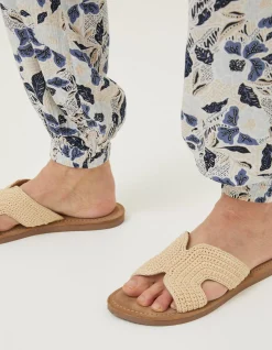 Women FatFace Trousers & Leggings|Shirred Batik Flowers Trousers