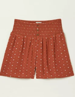Women FatFace Shorts|Shirred Clip Geo Shorts