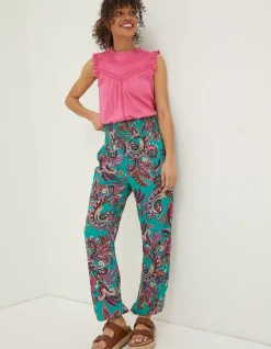 Women FatFace Trousers & Leggings|Shirred Festival Trousers