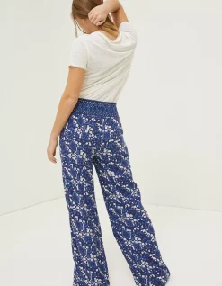 Women FatFace Trousers & Leggings|Shirred Geo Batik Palazzo