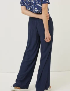 Women FatFace Trousers & Leggings|Shirred Plain Palazzo Trousers