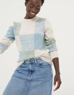 Women FatFace Knitwear|Sienna Square Patterned Jumper