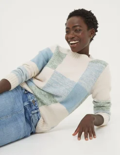 Women FatFace Knitwear|Sienna Square Patterned Jumper