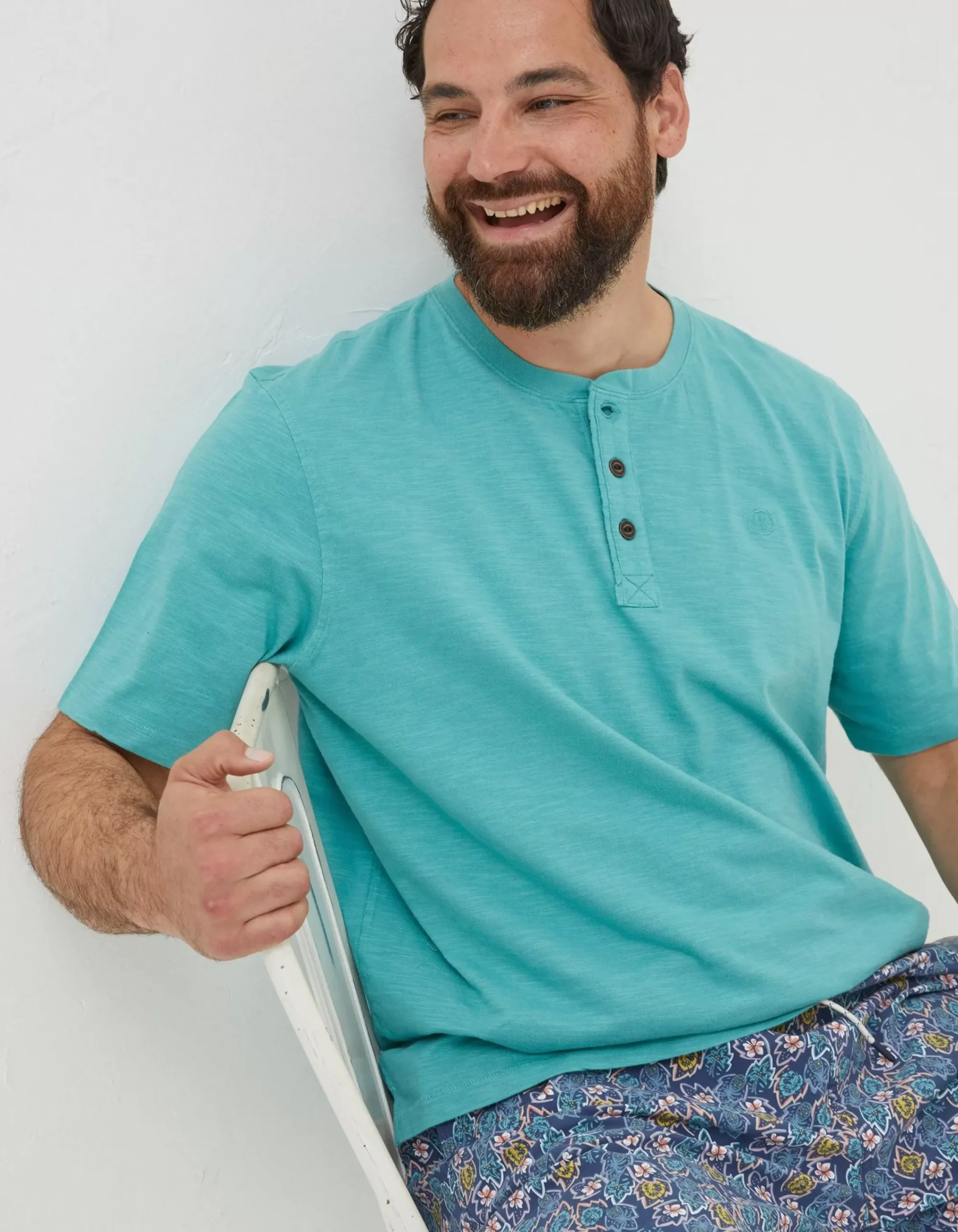 Men FatFace T-Shirts|Slub Henley T-Shirt