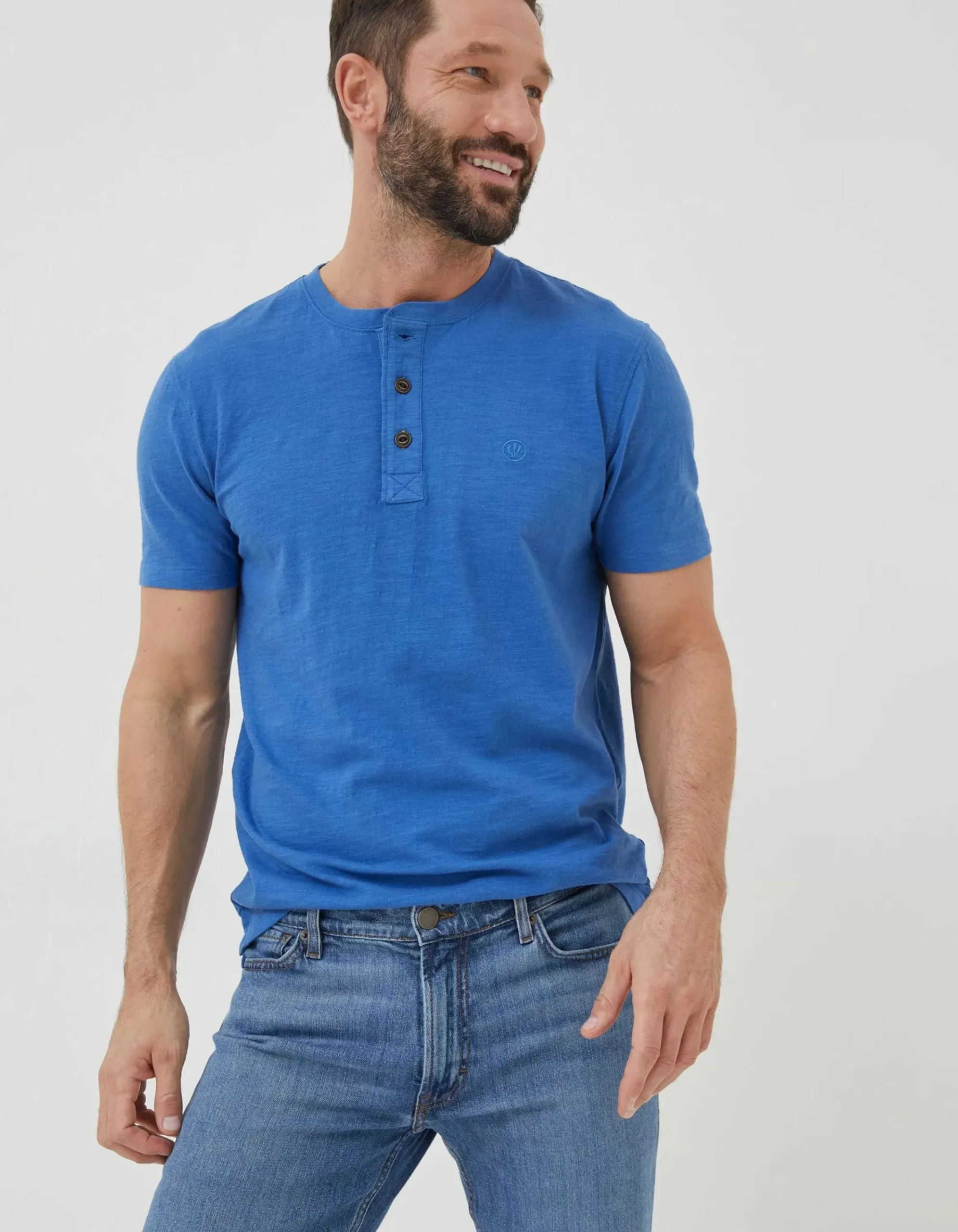 Men FatFace T-Shirts|Slub Henley T-Shirt