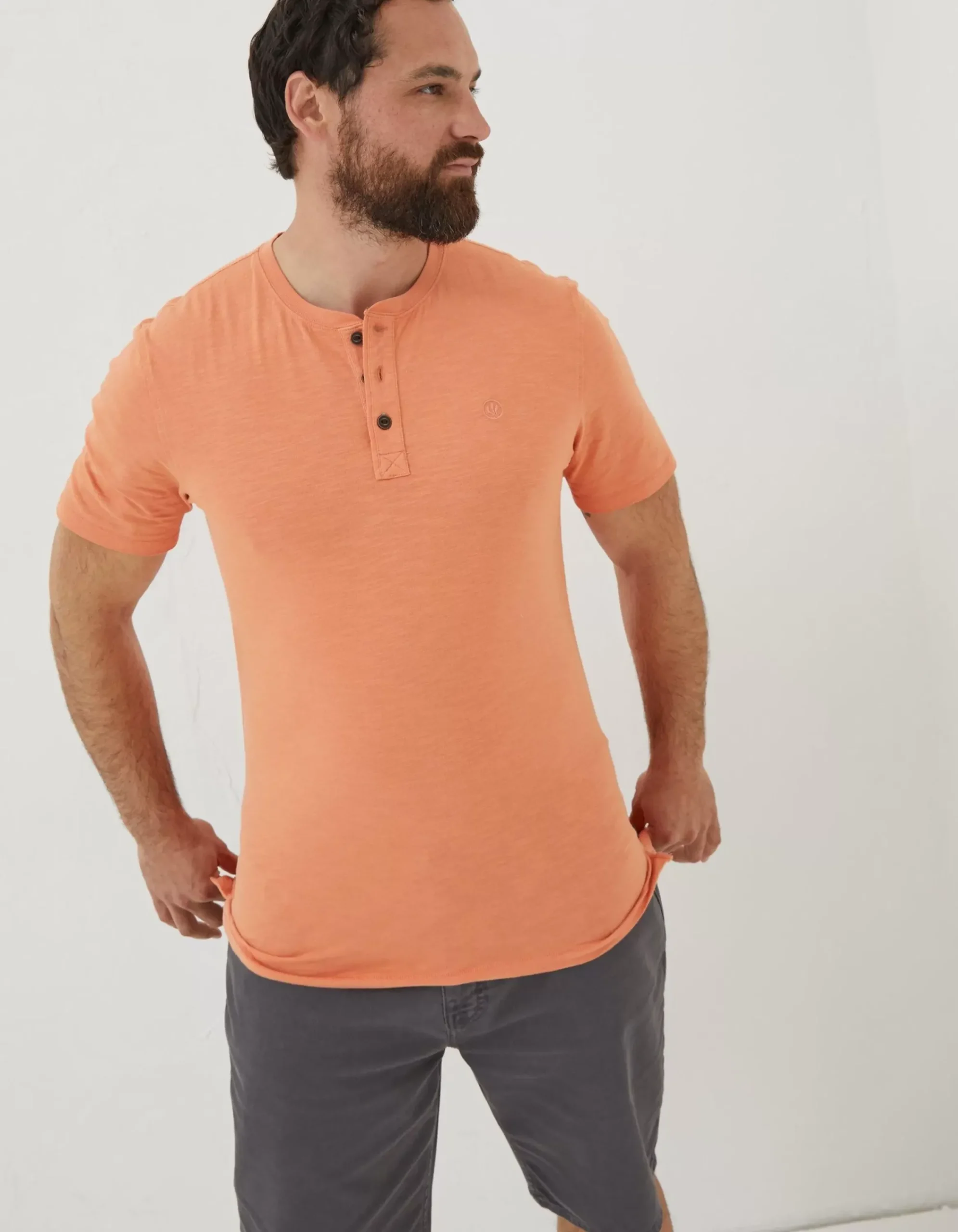 Men FatFace T-Shirts|Slub Henley T-Shirt
