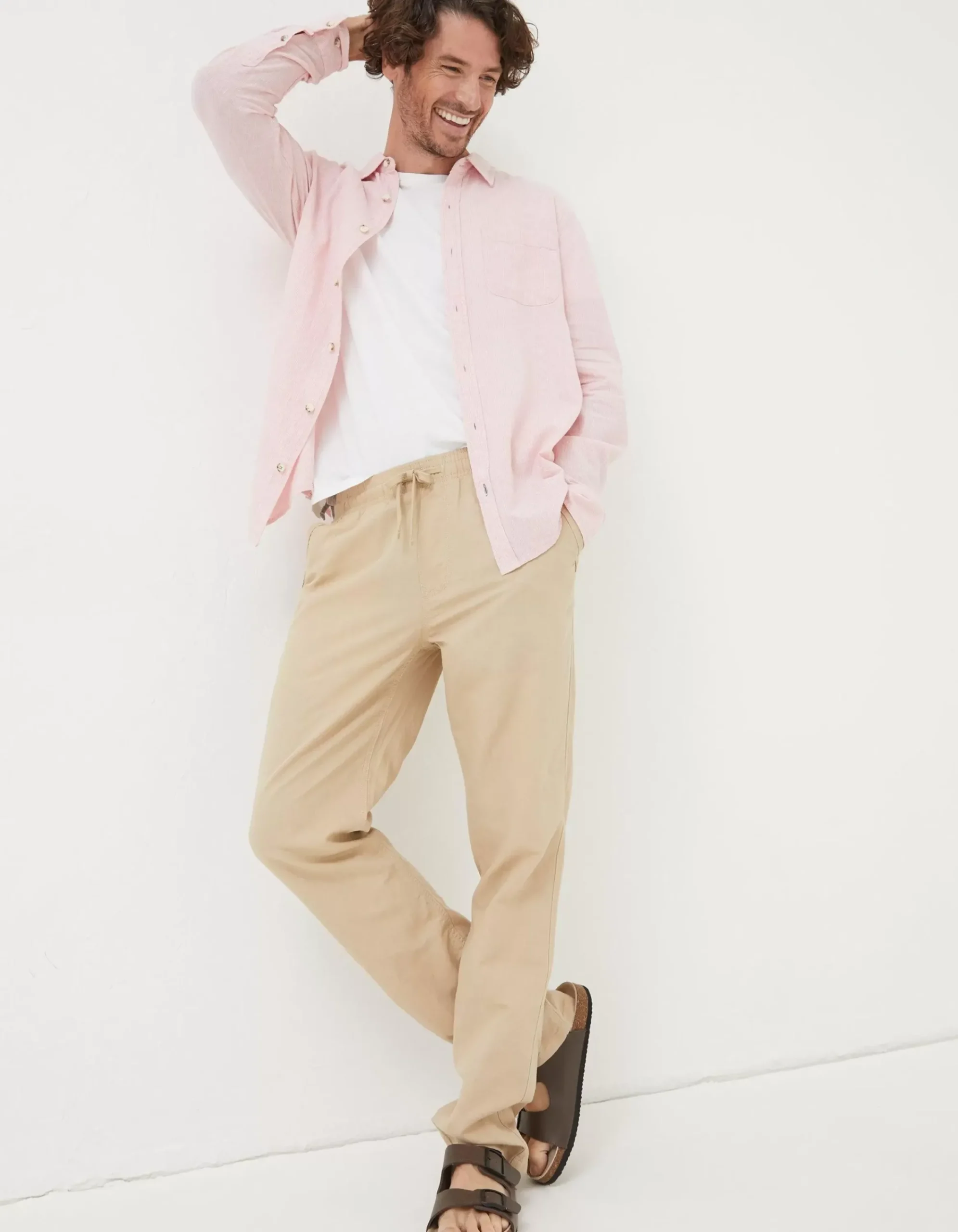 Men FatFace Trousers & Chinos|Straight Cotton Linen Trousers